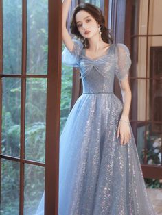 Description FashionSierra - 2023 French Style Banquet Dress Elegant Puff Sleeve Bow Prom Dresses      window.adminAccountId=252547474; Prom Dresses 2022, Royalty Dress, Pretty Clothing, Gown Ideas, Banquet Dress, Blue Outfits, Formal Ball Gown, Banquet Dresses, Prom Dress Stores