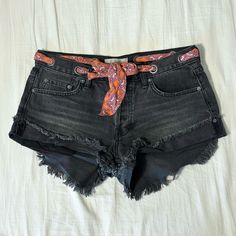 Free People Black Distressed Denim Shorts Size: 28 Never Worn, 100% Denim Cute Built In Red Belt (Can Be Removed) Mid To Low Rise Short Cut, Full Coverage Back Open To Offers! Trendy Black Jean Shorts With Belt Loops, Black Jean Shorts With Belt Loops For Summer, Washed Black Mid-rise Cotton Jean Shorts, Black Cotton Jean Shorts With Belt Loops, High Rise Black Jean Shorts With Belt Loops, Black Mid-rise Jean Shorts With Belt Loops, Black Short Jeans With Belt Loops, Low Rise Shorts, Red Belt