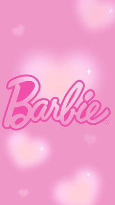 the word barbie on a pink background