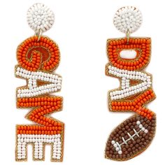 PRICES MAY VARY. Handmade Game Day Post Earrings Colors may vary due to lighting 1.5 inch Long Game Day Dangling Lead Compliant Here is a pair of Beaded Game Day Post Earrings; Handmade Gameday Earrings Game Day Post, College Sport, Handmade Games, Game Day Football, Football Earrings, Handmade Earrings Beaded, Hair Accessories Gift, Pearl Headband, Cute Earrings