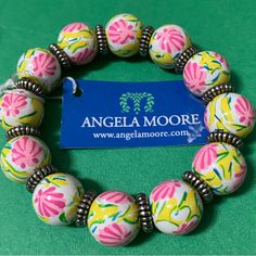 Nwt Angela Moore Pink Scallops Shells Bracelet Lilly Pulitzer Style And Colors Casual Beach Jewelry For Spring, Casual Spring Beach Jewelry, Casual Spring Vacation Jewelry, Colorful Beads Jewelry For Vacation In Spring, Yellow Round Bead Jewelry For Summer, Yellow Beach Jewelry For Spring, Yellow Round Beads Jewelry For Summer, Yellow Jewelry For Beach Wear In Spring, Yellow Jewelry For Beach In Spring