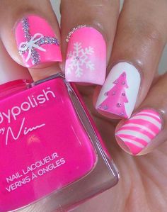 Unghie Nail Art, Christmas Nails Easy, Simple Nail Art Designs, Christmas Nails Acrylic, Xmas Nails, Christmas Nail, Christmas Nail Art