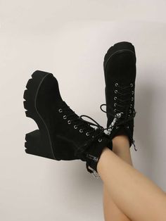 Heeled Combat Boots, Minimalist Chain, Goth Shoes, Preppy Shoes, Chain Decor, Womens Combat Boots