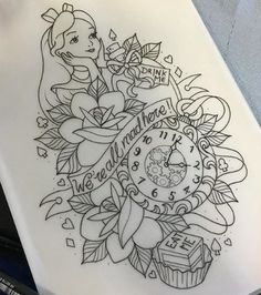 a drawing of a clock with the words welcome home on it and an image of a princess