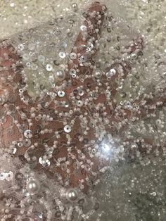 some bubbles are floating in the water