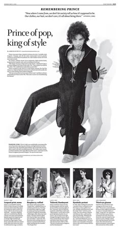 an advertisement for the prince of pop, king of style with pictures of woman in black clothing