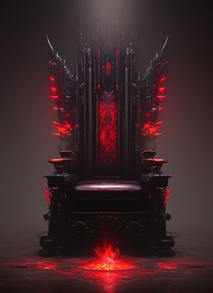 the throne is lit up with red lights