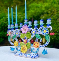 Tree of Life Menorah | Over The Moon Menorah Tree, Summer Salads With Fruit, In Her Studio, Bride Flowers, Bridal Fashion Week, Home Candles, Rings For Girls, Menorah, Little White Dresses