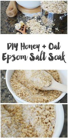 an image of homemade diy honey and oat epsom salt soak recipe