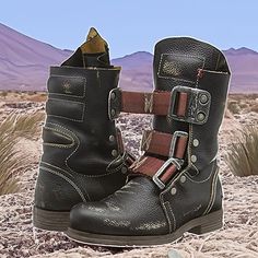 Category:Boots; Upper Materials:Faux Leather; Embellishment:Splicing; Season:Winter; Gender:Men's; Toe Shape:Round Toe; Style:Casual,Vintage,Classic; Boot Shaft:Mid-Calf Boots; Outsole Materials:Rubber; Occasion:Outdoor,Daily; Closure Type:Lace-up; Function:Wear Resistance,Slip Resistant,Breathable,Comfortable; Pattern:Solid Colored; Listing Date:08/18/2023; 2023 Trends:Hand Stitching,Combat Boots; Size chart date source:Provided by Supplier. Fall Adventure Moto Boots With Round Toe, Fall Moto Boots In Faux Leather For Outdoor, Fall Outdoor Moto Boots In Faux Leather, Steampunk Round Toe Boots For Fall, Steampunk Boots With Round Toe For Fall, Punk Style Faux Leather Mid-calf Winter Boots, Punk Style Faux Leather Mid-calf Boots For Winter, Winter Punk Style Faux Leather Mid-calf Boots, Fall Outdoor Faux Leather Moto Boots