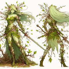 Nature Princess, Diy Fairy Cosplay, Druid Fairy, Elven Fairy, Elemental Fairies, Nature Spirit Character Design, Nature Character, Dryad Dnd, Dryad Oc