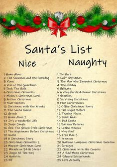 a list for santa's list in the holiday season