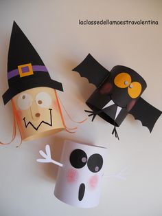 Halloween decorations: out of toilet paper rolls! Diy Halloween Dekoration, Halloween Infantil, Toilet Roll Craft, Adornos Halloween, Easy Halloween Crafts, Toilet Paper Roll Crafts, Paper Roll Crafts, Halloween Crafts For Kids