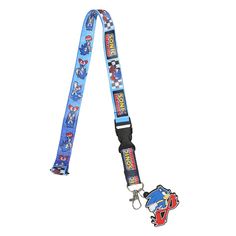 a lanyard strap with sonic the hedgehog characters on it and a cartoon character keychain