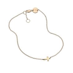 A cross charm strung horizontally adds a spiritual sentiment to this slender anklet.This style looks pretty on its own or stacked with other styles.- Gold or rose vermeil; sterling silver- 9/9.5" chain length- 1/4" cross- Lobster clasp Cross Anklet, Style Looks, A Cross, Cross Charms, Chain Lengths, Chain Length, Gold Vermeil, How To Look Pretty, Or Rose