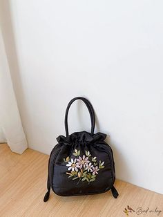 BirdinBag - Womens Top Handle Embroidered Bucket Bag: Small, Summer Purse with National Style Floral Design Summer Purse, Summer Purses, Novelty Bags, Bag Bag, Top Handle, Bucket Bag, Floral Design, Purse, Plants