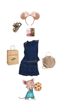 an assortment of clothing and accessories including a mouse