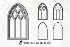 three different types of windows with the words onshop la svg epss png