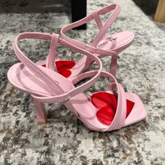 Size 5 But Can Fit 5.5 And 6 As They Are Very Stretchy. As You Can See In The Picture They Were I My Used Once To Try On For Pictures But Never Used Outside. Still Has Price In The Back. Paid $98 Plus Tax Trendy High Heels For Valentine's Day, Chic High Heels For Valentine's Day, Pink Heels For Valentine's Day Party, Chic Pointed Toe Heels For Valentine's Day, Chic Round Toe Heels For Valentine's Day, Valentine's Day Chic Round Toe Heels, Pink Valentines, Aldo Shoes, Try On