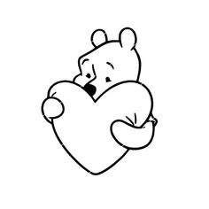 winnie the pooh holding a heart coloring page