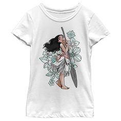 Make way to help your kiddo set their course to this Moana Sketch T-Shirt. This tee is lightweight and comfortable so that your youngster feels like they could sail across the ocean and restore the heart of Te Fiti. The printed graphics showcase your young fan's favorite chief of Motunui in a fun design. Moana Sketch, Moana Sketches, Disney T Shirts, Disney Moana, Disney T, Tropical Floral Print, Girls T Shirt, Graphic Top