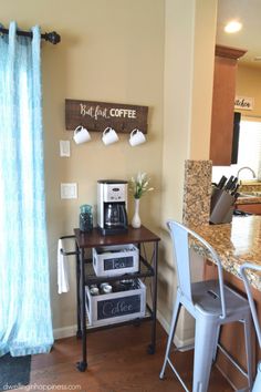 there is a coffee bar in the kitchen