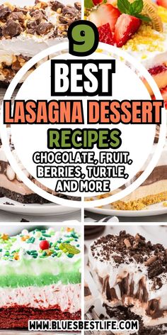 A collection of dessert lasagna recipes. Dessert Lasagna Recipes, Turtle Lasagna, Lasagna Desserts, Easy Delicious Dessert, Dessert Lasagna, Lasagna Recipes, Baked Lasagna, Yummy Desserts Easy, Cold Desserts