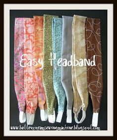 five different colored ties are lined up in the same row and one has an inscription that says easy headband