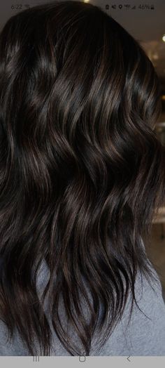 Black Hair Dimensional Balayage, Dark Hair Tones Brunettes, Black Hair With Carmel Low Lights, Espresso Brown Hair With Low Lights, Dark Hair Color Ideas Solid, Deep Brown Hair With Lowlights, Dark Brown With Mocha Highlights, Deminsional Black Hair, Black Dimensional Hair Dark Brown