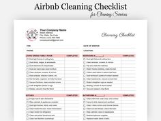 the cleaning checklist is shown in pink and white with an image of a house on it