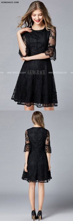 10% off now|Free shipping world-wide. L-5XL Pretty Black Lace Aline Party Dress with Sleeves at GemGrace. Click to learn our pro custom-made service for wedding dress, formal dress. View #SemiFormalDresses for more ideas. Black Lace Mini Dress With Lace Patchwork, A-line Lace Party Dress, A-line Lace Dress With Lace Patchwork, A-line Lace Mini Dress With Patchwork, A-line Mini Dress With Lace Patchwork, Black Knee-length Lace Dress, A-line Lace Dress With Lace Sleeves For Party, Black Short Sleeve Lace Dress, Black Knee-length Lace Dress With Lace Patchwork