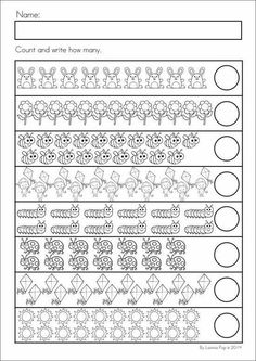 the worksheet for counting numbers to 10 is shown in black and white, which includes