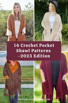 Revamp your cold-weather wardrobe with our curated selection of 14 crochet pocket shawl patterns – 2023 edition. From classic pocket shawls to modern and unique creations, this collection caters to diverse tastes and preferences. Discover the perfect pocket shawl pattern to complement your seasonal attire and enjoy crafting these stylish and functional accessories for the chilly months ahead. Free Crochet Pattern For Pocket Shawl, Crochet Shawl With Pockets Free Pattern, Crochet Pocket Shawl, Modern Shawl, Crochet Prayer Shawls, Pocket Shawl, Crochet Pocket, Crocheted Shawl