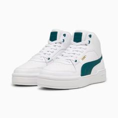 CA Pro Mid Sneakers, PUMA White-Malachite, extralarge Puma Ca Pro, Mid Sneakers, White Puma, Puma Cat, Mid Boots, Sneakers Puma, Black Puma, Cat Logo, The 80s