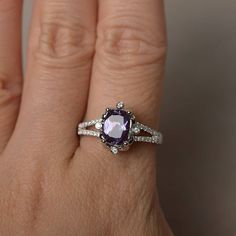 This is a gorgeous handmade creation. Its beauty is its simplicity & Elegance. The 6*8 mm cushion cut faceted lab alexandrite is crafted in solid sterling silver and with rhodium plated. All item is sent in a beautiful gift box If you have any idea of design your ring,pls contact me directly. You can realize more lovely stuff clicking the link https://www.etsy.com/shop/knightjewelry?refshopsection_shophome_leftnav Please leave the correct address and you phone number for delivering successfu Wedding Rings Cushion Cut, Wedding Rings Cushion, Cushion Cut Rings, Alexandrite Rings, Cushion Cut Wedding Rings, Wedding Ring Cushion, Cut Rings, Cushion Cut Ring, Alexandrite Ring