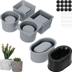 PRICES MAY VARY. Mold Combination: the concrete molds for pots consist of 2 parts, one is a plastic frame with a strong shell that supports the weight of the concrete without changing its shape; The other part is a silicone resin that allows the mold to have a smooth surface for easy release, cleaning and reuse Practical Combination: the package comes 3 pack, round and square concrete cement mold and oval flower pot silicone mold, and comes with many base coasters, convenient and practical Suita Molds For Concrete, Cement Mold, Amazing Resin, Cement Molds, Diy Concrete Planters, Boho Decoration, Cement Pots, Concrete Molds, Diy Pots