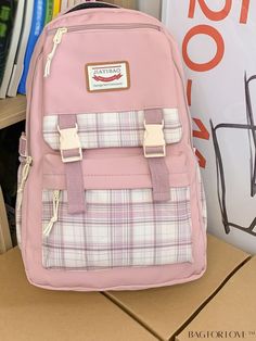 BagForLove - Preppy School Backpack with Plaid Pattern, Release Buckle, and Classic Decor Product Description Color Pink Composition 100% Polyester Pattern Type Plaid Material Polyamide Size Chart INCH CM Handle Height Strap Length Bag Height Bag Width Bag Length 0.8/2 inch 35 inch 17.7 inch 6.7 inch 12.2 inch Handle Height Strap Length Bag Height Bag Width Bag Length 2/5 cm 89 cm 45 cm 17 cm 31 cm Details Pictures Similar Products h2 { text-align: center; } /* æ¢è¡ */ li{ white-space: normal; Preppy School Backpack, Korean Bag, Preppy School, Commuter Bag, Classic Decor, School Backpack, Large Backpack, Girl Backpacks, Girls Bags