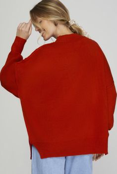 Drop shoulder oversized mock neck sweater top 100% Acrylic