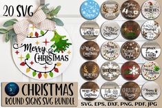 christmas round svg bundle for silhouettes and cut files