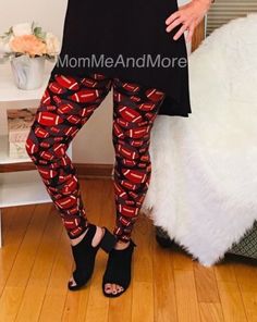 Super Bowl Sunday Football Leggings | February 2, 2020 – MomMe and More Sunday Football, Fitness Gym Workout, Solid Leggings