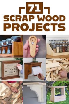 a collage of wood projects with text overlay that reads diy scrap wood projects