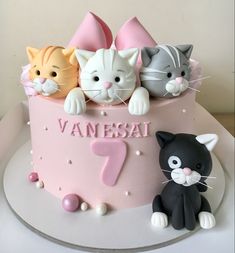 Puppy Kitty Birthday Cake, Kittens Birthday Cake, Kitten Cakes Birthday Easy, Cat Cake For Girls Birthday, Birthday Cake With Cat Design, Birthday Cake With Cat Theme, 1.5 Kg Cake Design, Cakes With Cats Birthday, Cake With Cats On It