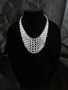 Chainmail bib necklace, aluminum chainmaille necklace, chunky chain necklace Chainmaille Necklace, Top Net, Wire Crochet Jewelry, Chunky Chain Necklace, Flagstaff Az, Wire Crochet, Chunky Chain Necklaces, Necklace Chunky, Bib Necklaces