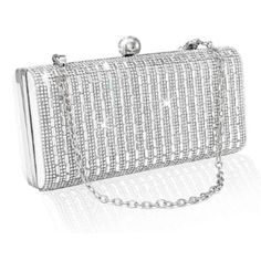 Rhinestone Evening Bag Is Made Of Sparkly Crystal And High-Quality Alloy, Dazzling , Exquisite And Elegant. Clutch Purse For Women Has Magnetic Snap Button And Detachable Chain, Enough Room For Daily Basics Like Smartphones, Credit Cards, Cash, Keys, Mini Perfumes, Makeup Products.(Size: 7.5*2.4*4.9inch). Shiny Crystal Handbags Is A Great Choice For Wedding, Party, Prom, Dinner, Dating, Cocktail, It Is Also Convenience For Shopping, Night Out, Travel, Daily Life Or Formal Occasion. Perfect Gift Silver Clutch Purse, Prom Dinner, Elegant Clutch, Crystal Handbag, Rhinestone Handbags, Party Handbags, Silver Clutch, Rhinestone Clutch, Purse For Women