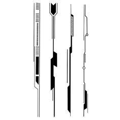 four different types of toothbrushes in black and white, each with an arrow