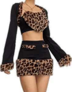 Fitted Leopard Print Mini Skirt For Night Out, Fall Leopard Print Fitted Mini Skirt, Mini Skirt Set, Sweetheart Neck, Skirt Set, Mini Skirt, Leopard Print, Mini Skirts, Collage