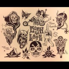 an assortment of tattoos on a sheet of paper