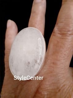 This is a special large white quartz 40 x 30 mm handmade with sterling silver at the moment with your size. The band is 1 mm thick and 8 mm width. Used as meditation ring. Nickel-free Spiritual Quartz Jewelry, Meditation Rings, Clear Stone, White Quartz, Quartz Ring, Quartz Stone, Large White, Clear Quartz, Stone Rings