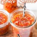 three jars filled with food sitting on top of a table