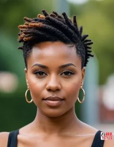 Short Natural Haircuts For Black Women With Round Faces « Only Hairstyles Hairstyles For Square Faces Black Women, Fade Haircut Women Natural Hair, Natural Hair Shaved Sides, Short Haircut Women Round Face, Tapered Locs, Short Dreads Styles For Women, Natural Haircuts For Black Women, Short Haircut Styles For Women, High Top Fade Haircut